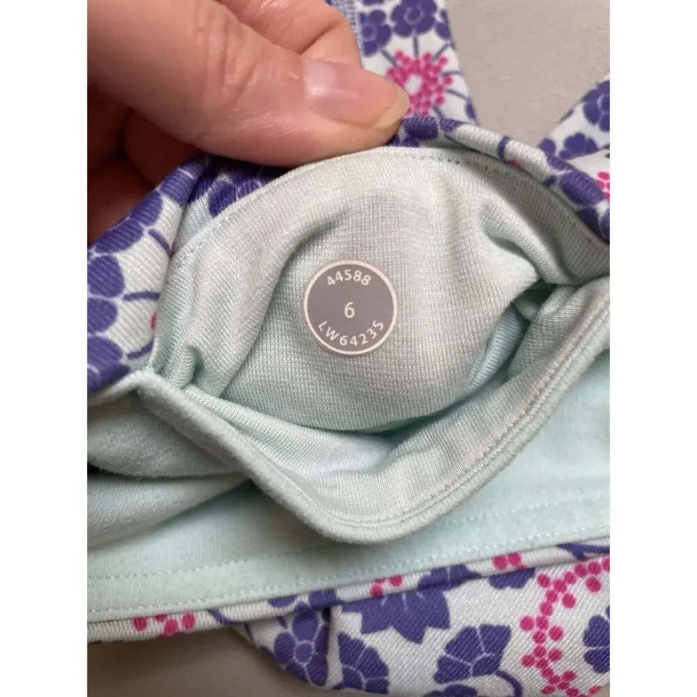 Lululemon Wunder Under Twiggy Crop 6 Pants Purple Pink Aquamarine Floral‎